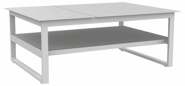 Miami Lounge Multipositionstisch 110x80cm rechteckig, weiß/Glas