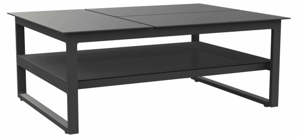 Miami Lounge Multipositionstisch 110x80cm rechteckig, weiß/Glas